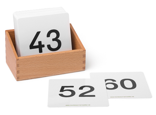 Sparset: Karteikarten Zahlen 1 bis 100 für den Hunderterteppich mit Holzkasten