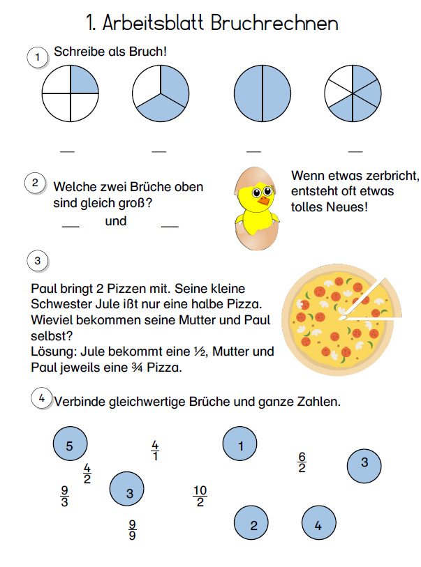 Bruchrechnen Arbeitsblatt