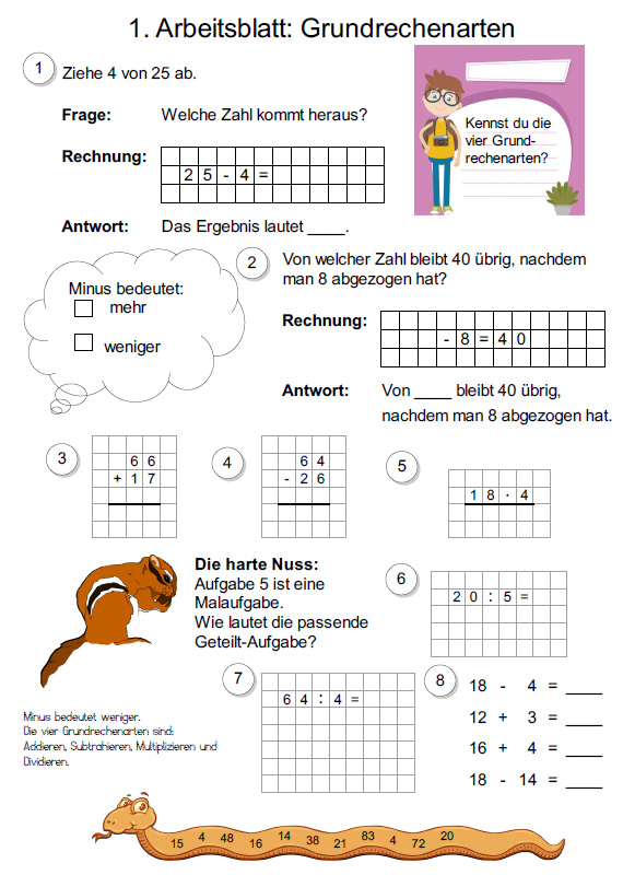 Grundrechenarten Arbeitsblatt