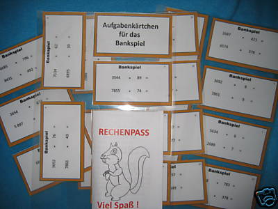 Bankspiel Aufgabenkarten Aufgabenkarten für das Bankspiel