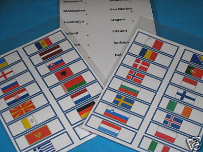 Karten mit den Fahnen der europäischen Länder