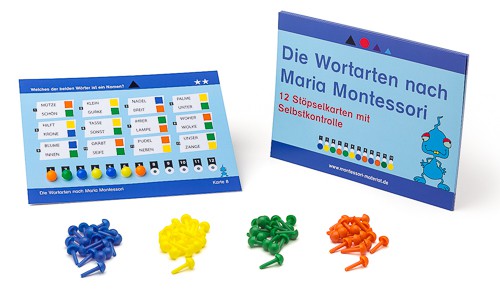 12 Stöpselkarten - Wortarten nach Montessori