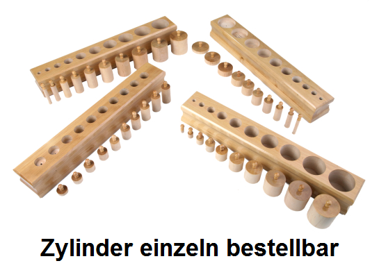 Satz von 4 Montessori Lehre Holz 20pcs Knobbed Zylinder Sockel Blöcke 