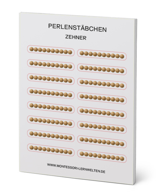 Goldene Zehner-Perlenstäbchen, Aufkleber Block mit 20 Seiten